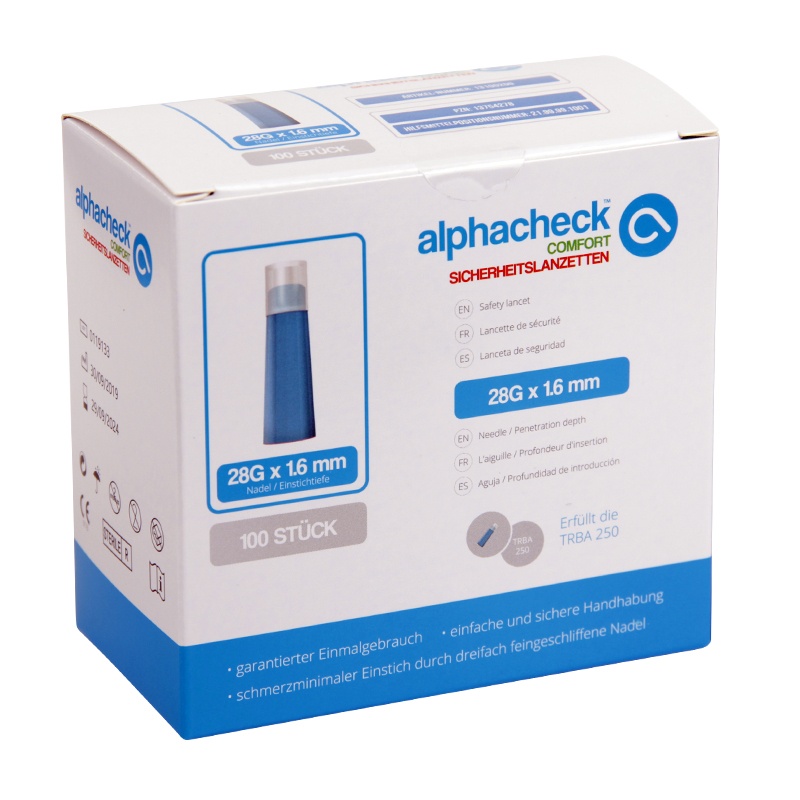 Lancettes de sécurité alphacheck comfort, 28G