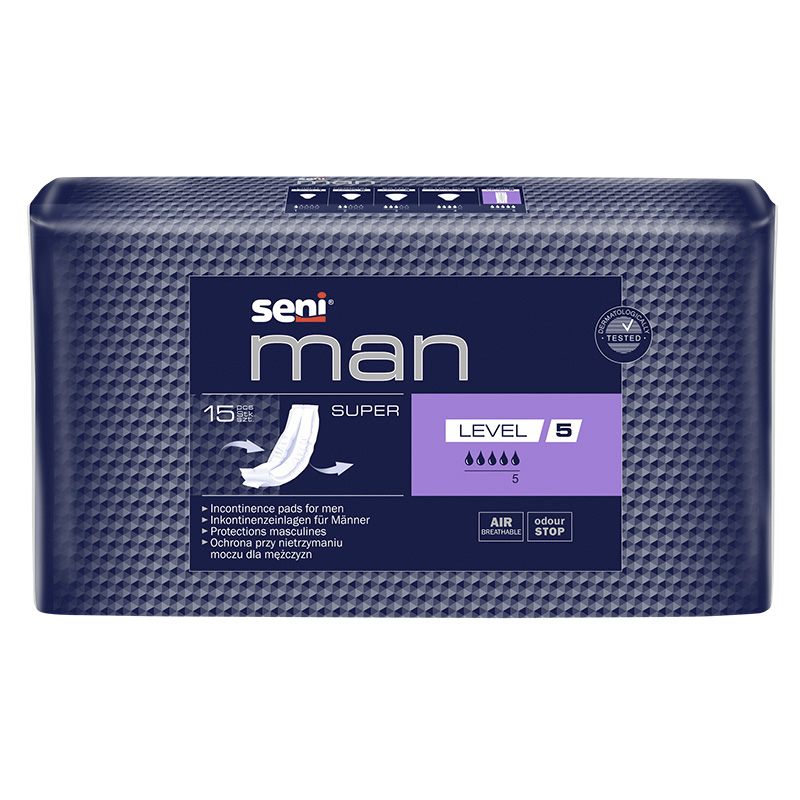 Slip d'incontinence Seni Man Super Level 5, bleu, 9 x 40 cm
