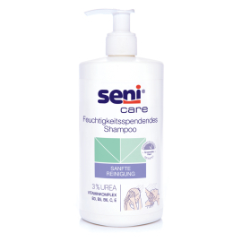Shampooing hydratant SENI Care, avec 3% d'urée, complexe de vitamines B3, B5, B6, C et E, Bouteille de 500 ml