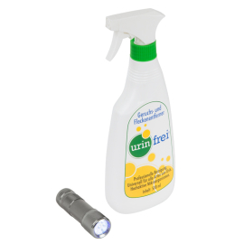Geruchs- und Fleckenentferner Urin frei, Sprühflasche mit UV-Taschenlampe, Set