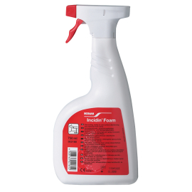 Spray à mousse Incidin™ Foam d'Ecolab pour la désinfection rapide à l'alcool, bouteille de 750 ml, avec pistolet à mousse