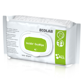 Incidin™ Oxywipe d'Ecolab, lingettes très efficaces pour la désinfection des surfaces, principe actif Hi-Speed H2O2, sans alcool, taille de la lingette 20 x 20 cm