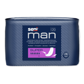 Slip d'incontinence Seni Man Super, bleu, 9 x 40 cm, Carton à 6 sachets de 20 unités