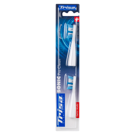 Brosse de remplacement TRISA Sonic Pro Clean pour brosse à dents sonique, Paquet de 2 unités