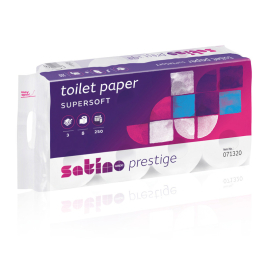 Toilettenpapier WEPA Satino Prestige, 3-lagig, supersoft, Pack mit 8 x 8 Rollen à 250 Blatt