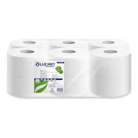 Papier hygiénique LUCART Eco 180, 2 couches, 180 m x 8.9 cm pour distributeur de papier hygiénique jumbo DELTACLEAN®, Paquet de 12 rouleaux